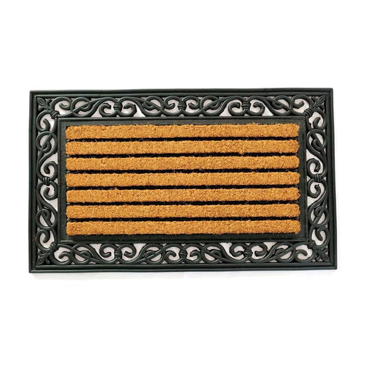 Tapete Capacho Emborrachado com Fibra de Coco Listrado 45x75cm Max Tradition