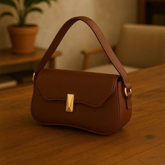 Bolsa Transversal Feminina Meia Lua Marrom