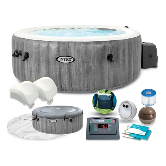 Banheira Spa Inflável Ofurô Intex PureSpa Greywood Deluxe 4 Pessoas 795L com Aquecedor e 140 Jatos