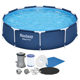 Kit Piscina Estrutural Bestway 4.678 Litros Steel Pro MAX Completo: Filtro 127V + Capa + Forro