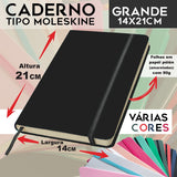 Caderno GRANDE sketchbook e com pauta tipo moleskine 21x14cm