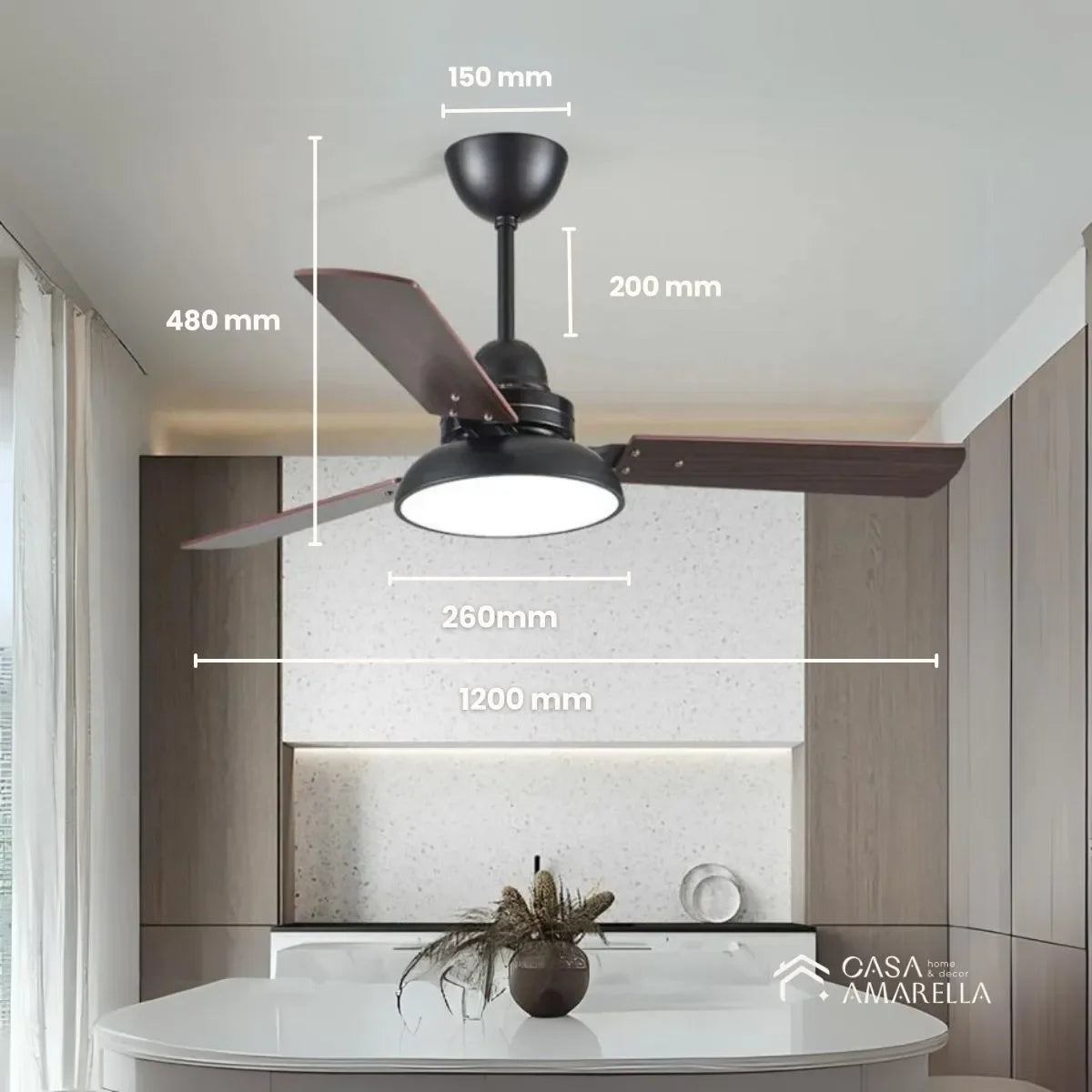 Ventilador de teto moderno com Luminária - ZenithBreeze Street