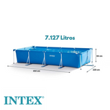 Piscina Estrutural Retangular 7.127 Litros Intex Armação de Metal 2,2x4,5M