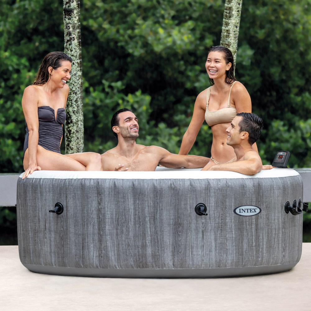 Banheira Spa Inflável Ofurô Intex PureSpa Greywood Deluxe 4 Pessoas 795L com Aquecedor e 140 Jatos