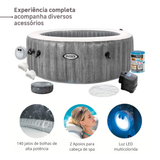 Banheira Spa Inflável Ofurô Intex PureSpa Greywood Deluxe 4 Pessoas 795L com Aquecedor e 140 Jatos