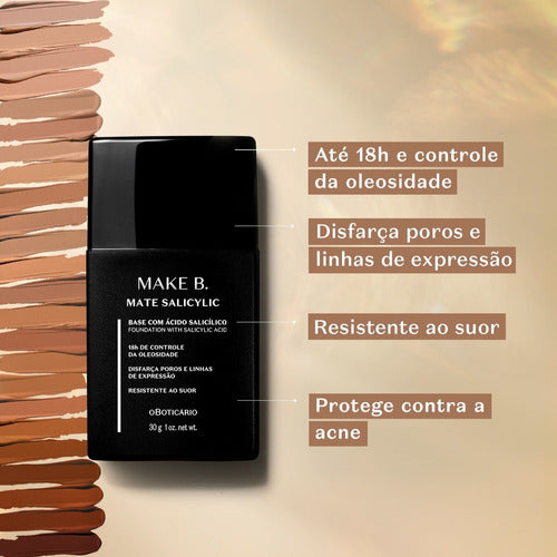 BOTICARIO BASE LÍQUIDA COR 310 MAKE B. MATE SALICYLIC 30G
