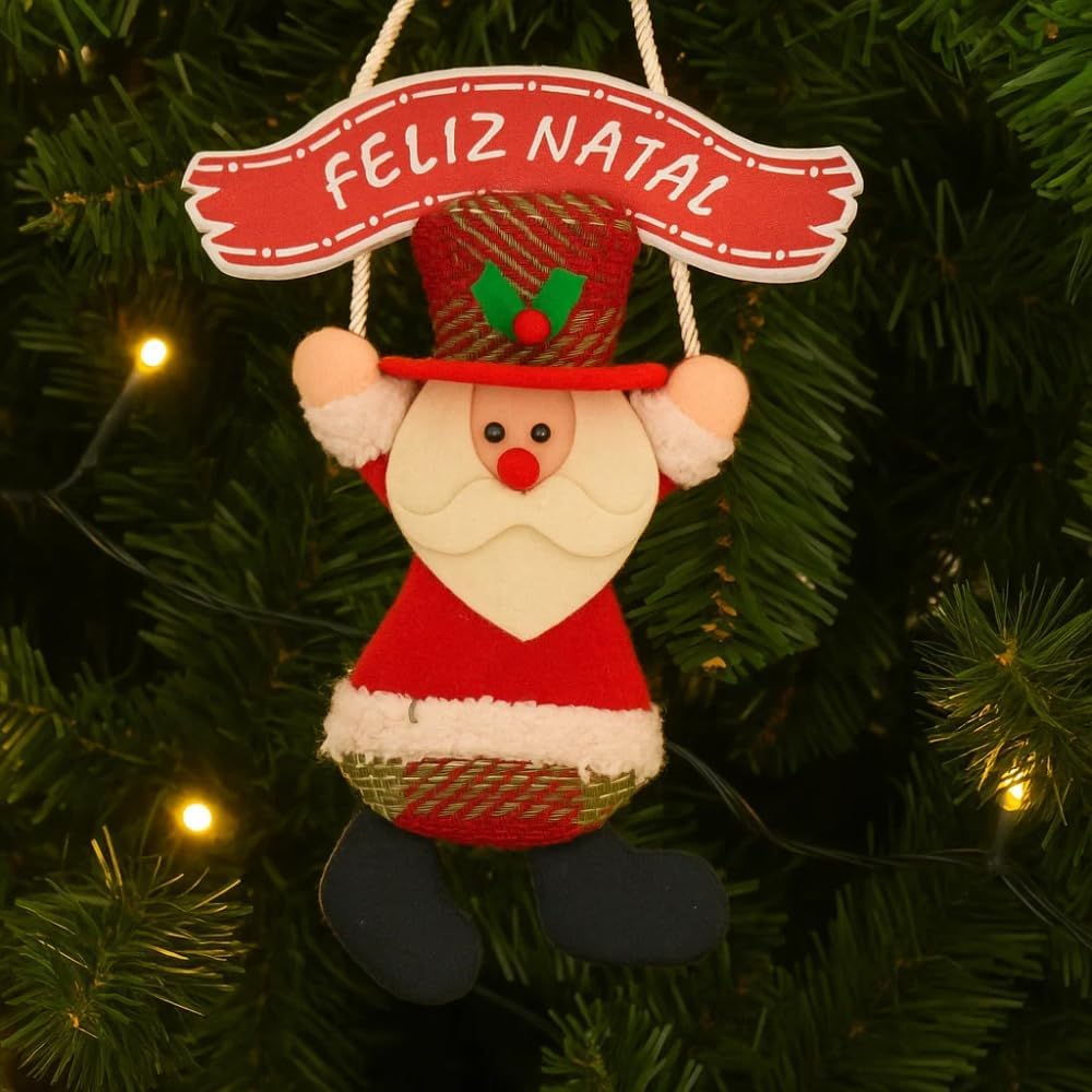 Enfeite de Natal de Pendurar com Placa Feliz Natal 32x19cm – Decoração Natalina para Porta, Parede ou Árvore de Natal - Shop100 (Boneco de Neve)