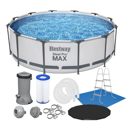 Piscina Estrutural Bestway Steel Pro MAX 9.150L com Escada, Capa, Forro e Filtro 2.006 L/h 127V