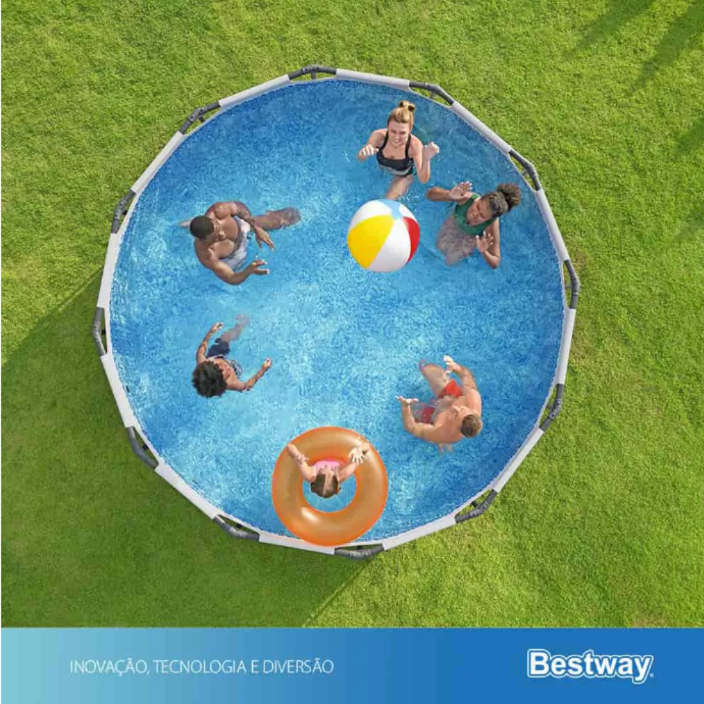 Piscina Estrutural Bestway Steel Pro MAX 9.150L com Escada, Capa, Forro e Filtro 2.006 L/h 127V