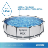 Piscina Estrutural Bestway Steel Pro MAX 9.150L com Escada, Capa, Forro e Filtro 2.006 L/h 127V