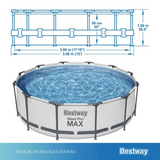 Piscina Estrutural Bestway Steel Pro MAX 9.150L com Escada, Capa, Forro e Filtro 2.006 L/h 127V