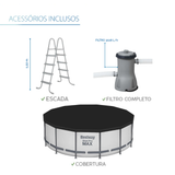 Piscina Estruturada 15.232 Litros Bestway Steel Pro MAX 4,27m x 1,22m + Filtro 3028L/h 127V + Capa + Escada