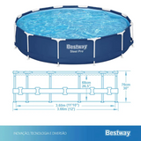Piscina Estruturada 6.473L Circular 3,66m x 76cm Steel Pro Bestway