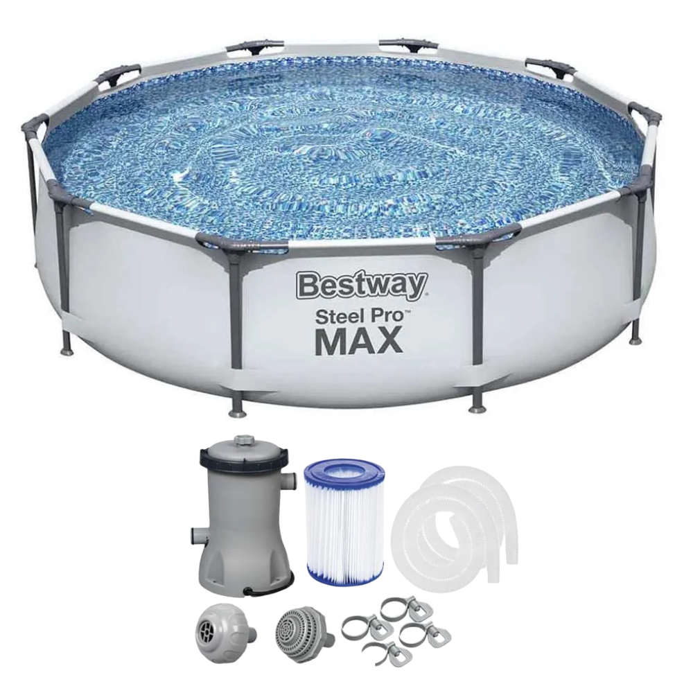 Piscina Estrutural 4678L Bestway Steel Pro MAX 3,05m x 76cm + Filtro 1.249L/h 127V
