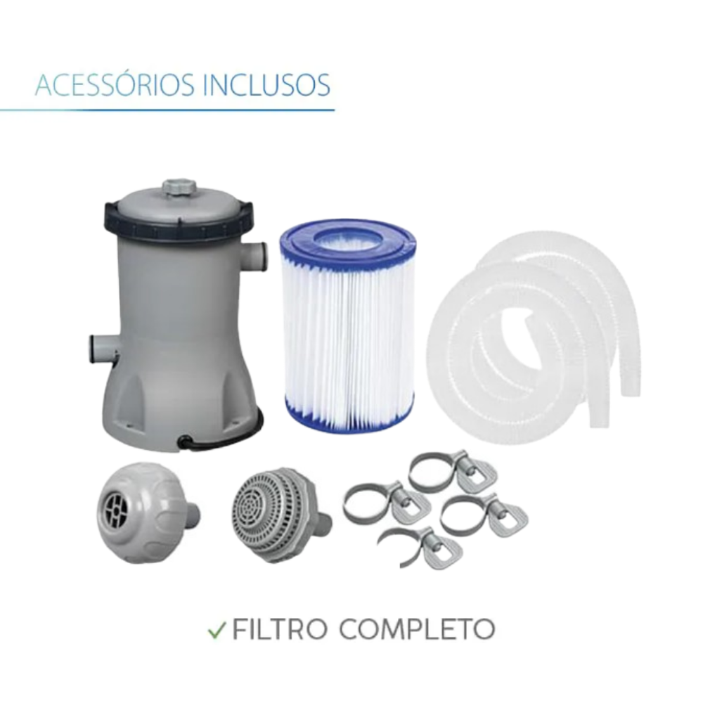 Piscina Estrutural 4678L Bestway Steel Pro MAX 3,05m x 76cm + Filtro 1.249L/h 127V