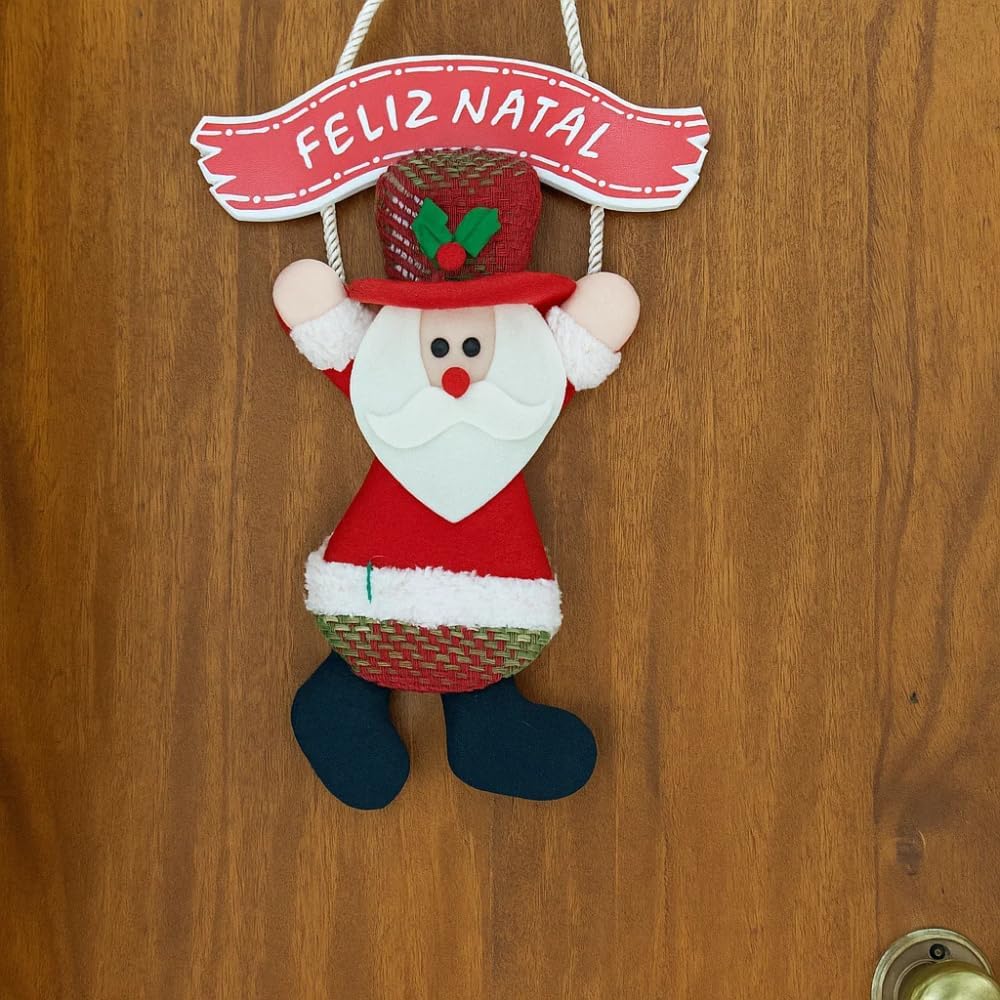 Enfeite de Natal de Pendurar com Placa Feliz Natal 32x19cm – Decoração Natalina para Porta, Parede ou Árvore de Natal - Shop100 (Boneco de Neve)