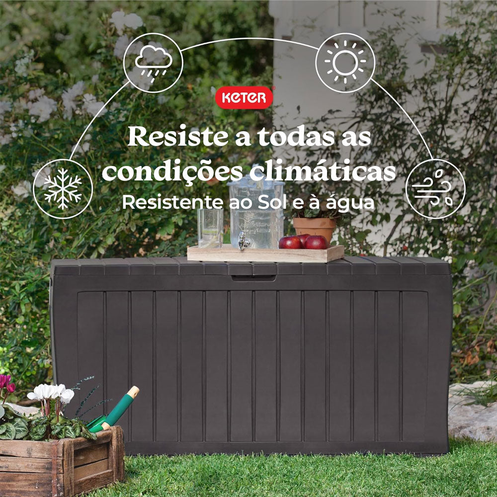 Baú Caixa Organizadora Multiuso Grande 270 Litros Marvel Marrom Keter