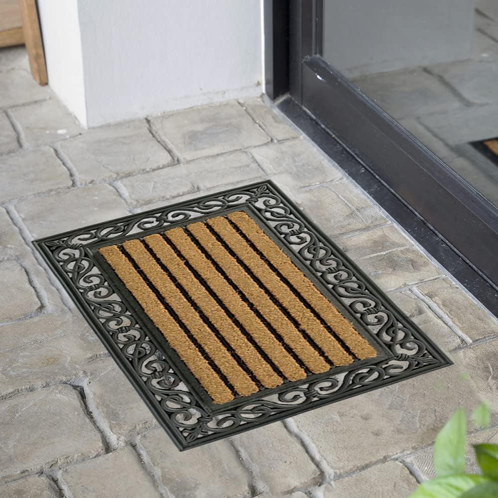 Tapete Capacho Emborrachado com Fibra de Coco Listrado 45x75cm Max Tradition