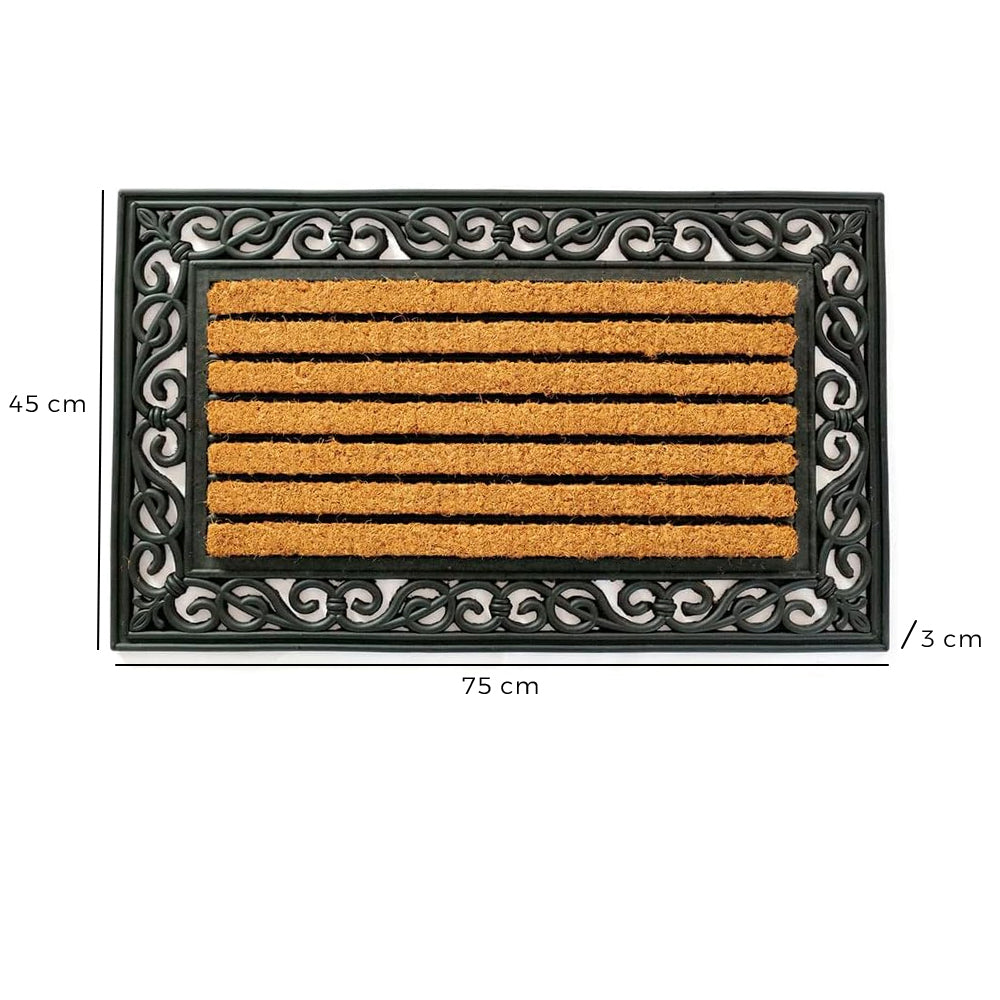 Tapete Capacho Emborrachado com Fibra de Coco Listrado 45x75cm Max Tradition