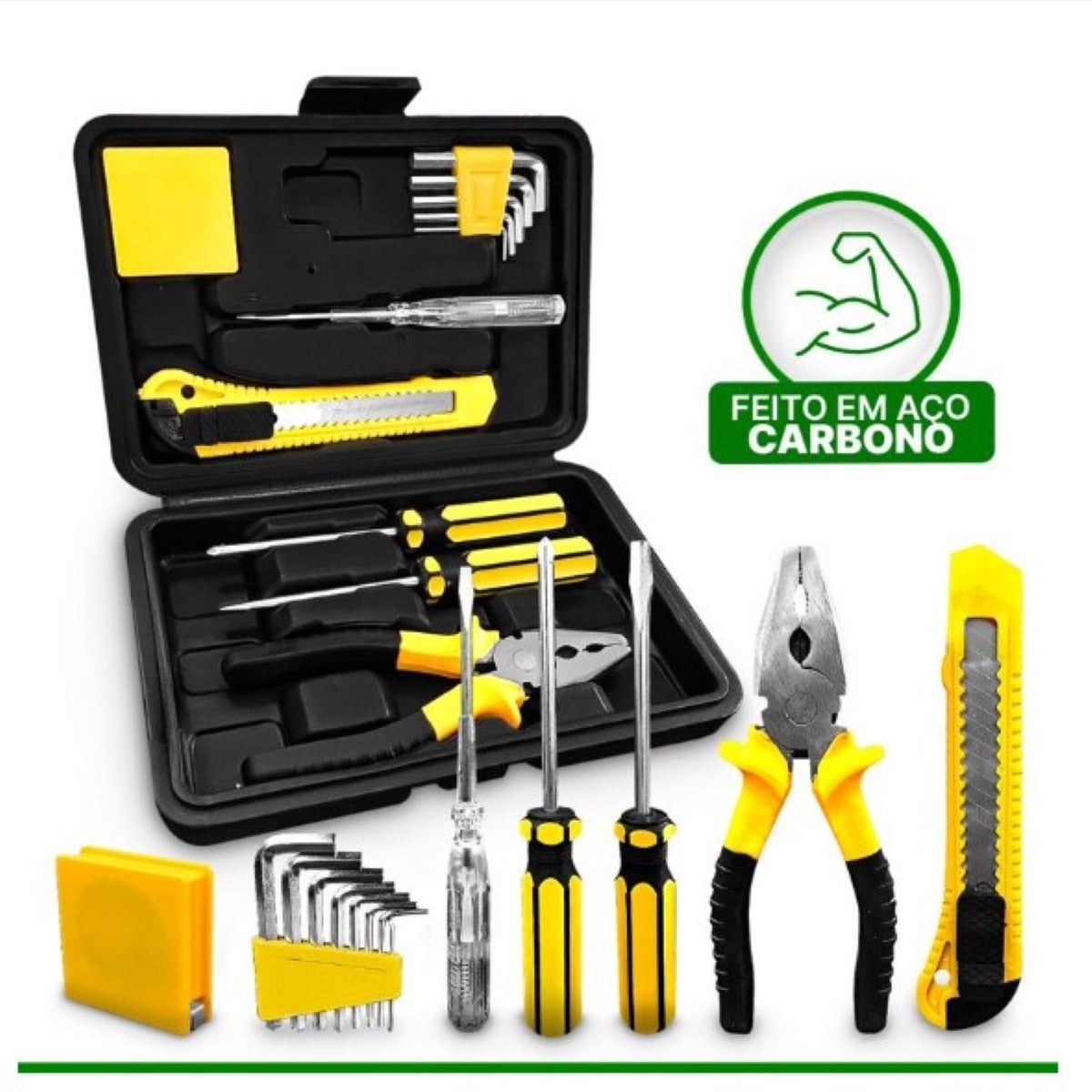 Kit de Ferramentas Com Maleta 11 Peças Alicate Chave Phillips Fenda