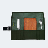 Conjunto Cimo Travel com Faca Cleaver, Garfo, Tábua de Corte e Bag de Transporte Verde - IC282V