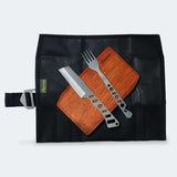 Conjunto Cimo Travel com Faca Cleaver, Garfo, Tábua de Corte e Bag de Transporte Preta - IC282P