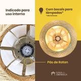 Luminária com Ventilador de teto moderno em Bambu - ZenithBreeze - Bambu Breeze Edition