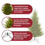 Árvore de Natal 2,10m de Altura - 1.286 Galhos - com luzes LED