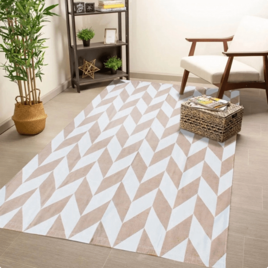 Tapete Alegria AntiDerrapante - Bege/Branco