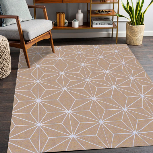 Tapete Stella AntiDerrapante - Bege/Branco