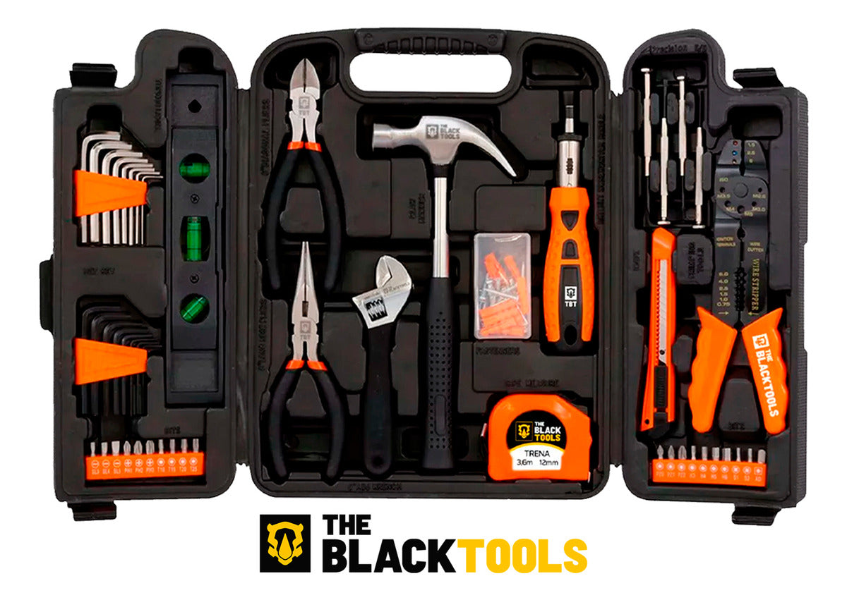Jogo De Ferramentas 169 Peças Com Maleta E Furadeira Parafusadeira Sem Fio A Bateria Tb-12e 12v 3/8 10mm The Black Tools