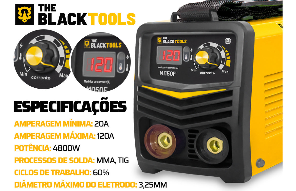 Máquina Inversora De Solda Mma + Máscara + Luvas Cor Amarelo The Black Tools