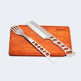 Conjunto Cimo Travel com Faca Cleaver, Garfo, Tábua de Corte e Bag de Transporte Verde - IC282V