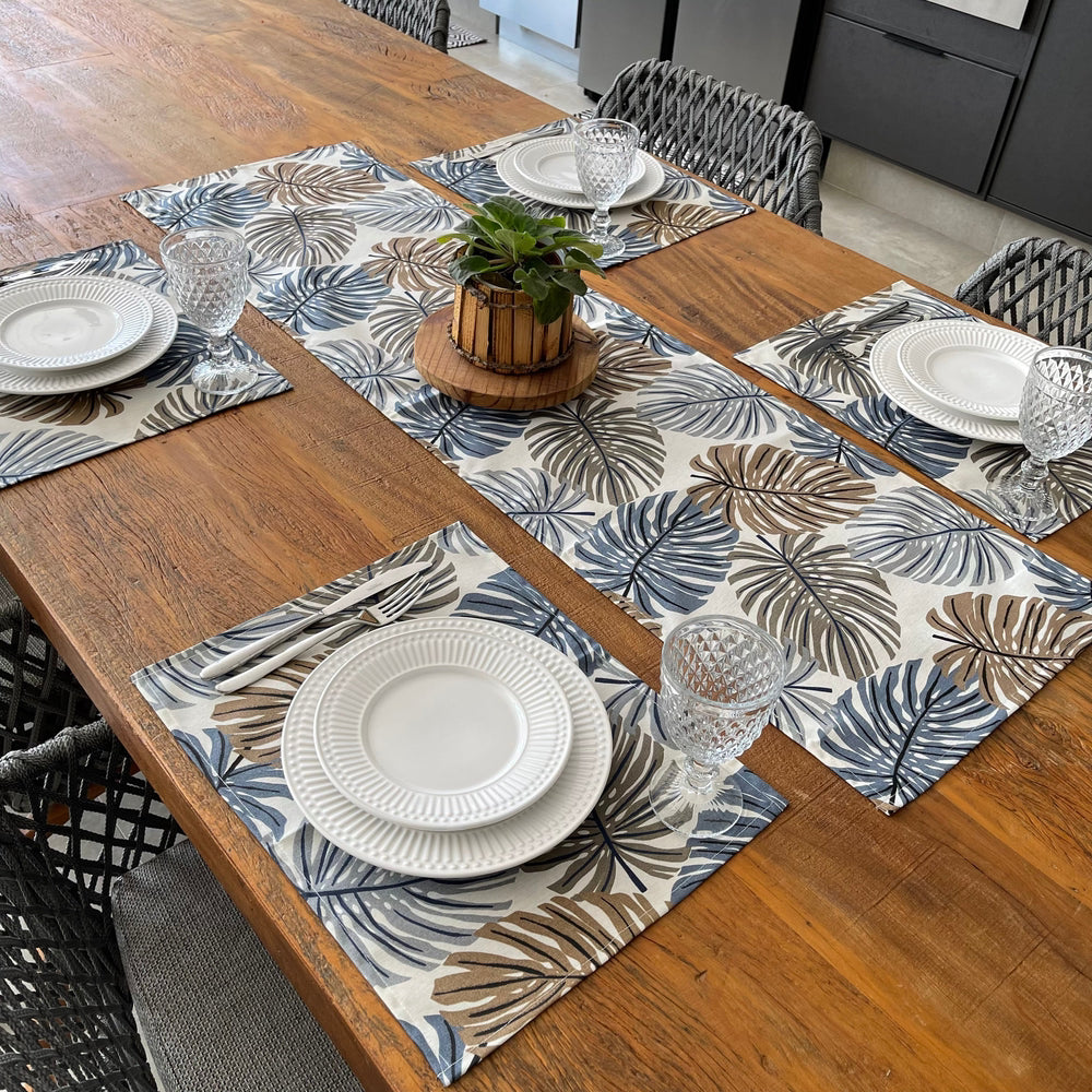 Kit 6 Jogos Americanos Jacquard Imp. + Caminho de Mesa