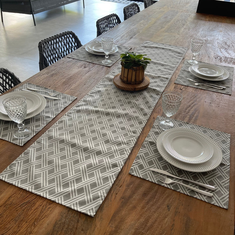 Kit 6 Jogos Americanos Jacquard Imp. + Caminho de Mesa