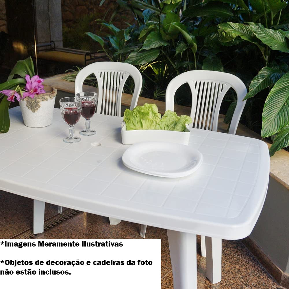Mesa Plástica Retangular Tiradentes Pés Removíveis Branca - Antares