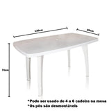 Mesa Plástica Retangular Tiradentes Pés Removíveis Branca - Antares
