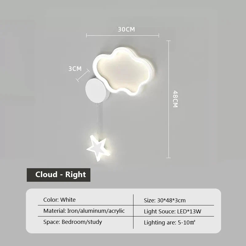 Luminária Infantil de Parede LED Cloud Star Moon