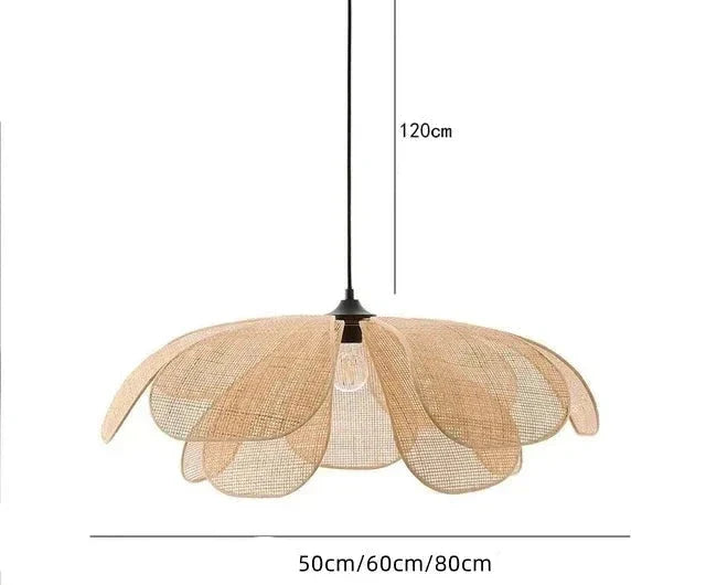 Luminária Pendente Estilo Japonês - Petal Willow Rattan