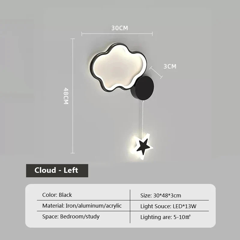 Luminária Infantil de Parede LED Cloud Star Moon