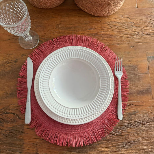 Sousplat Palha com Franjas- Várias Cores