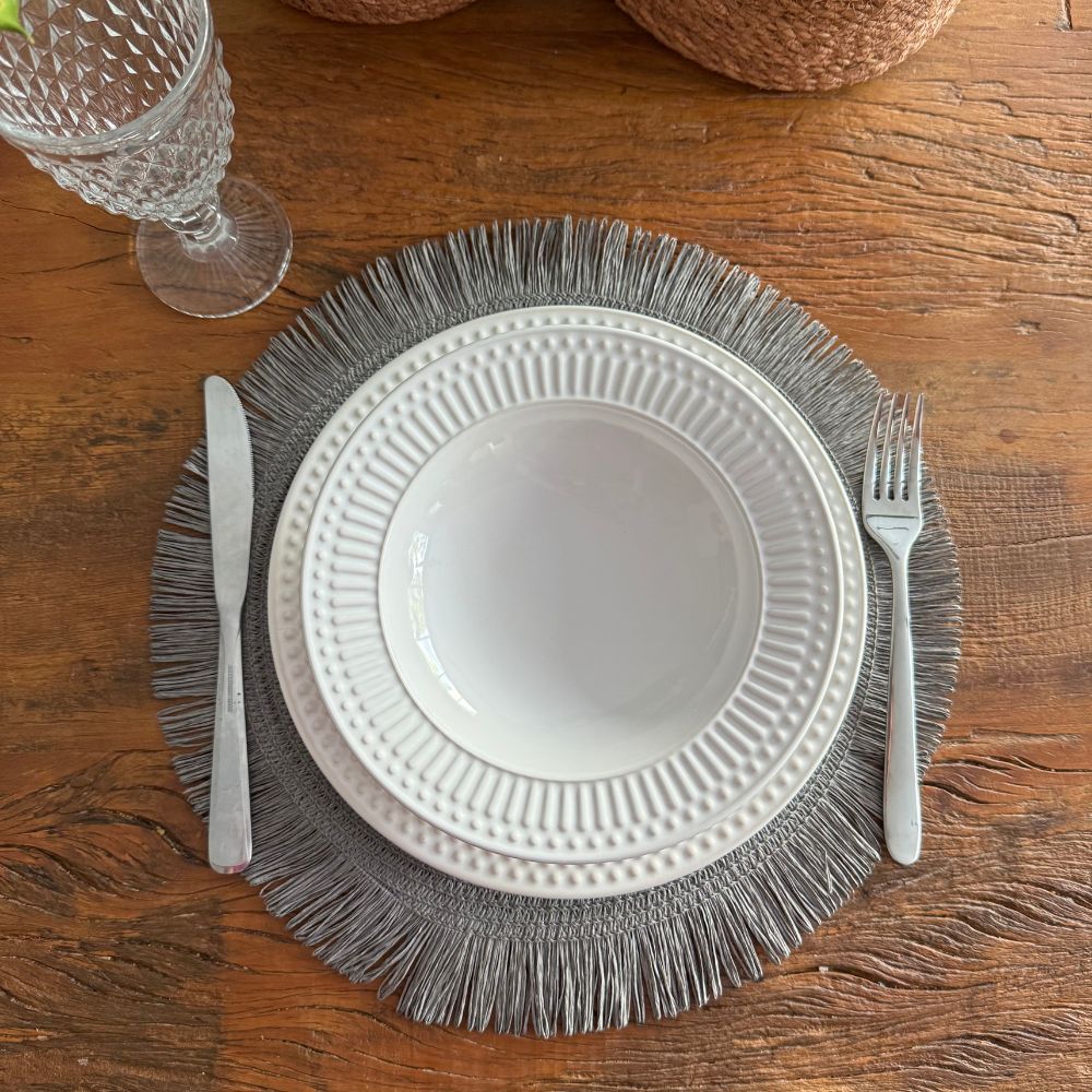 Sousplat Palha com Franjas- Várias Cores