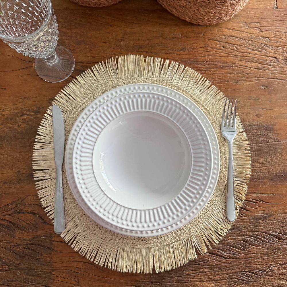Sousplat Palha com Franjas- Várias Cores