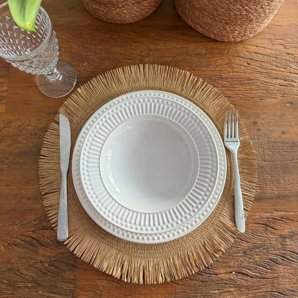 Sousplat Palha com Franjas- Várias Cores