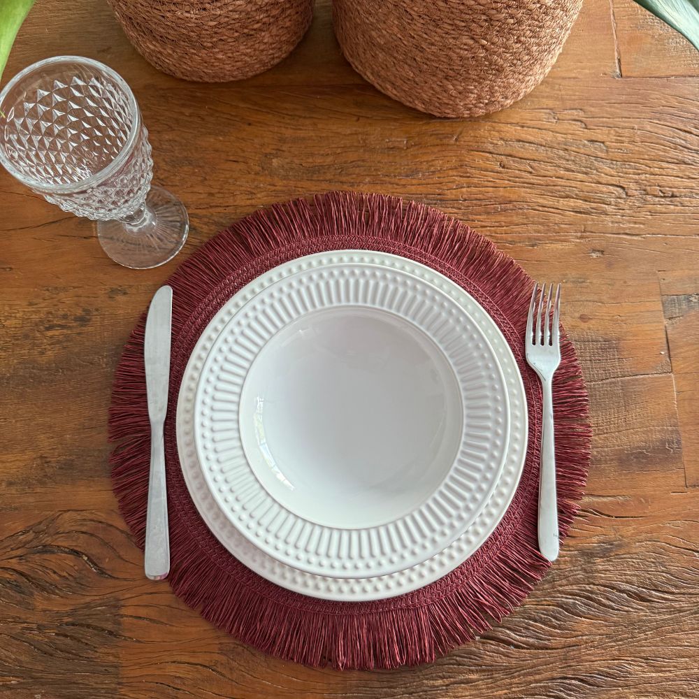 Sousplat Palha com Franjas- Várias Cores