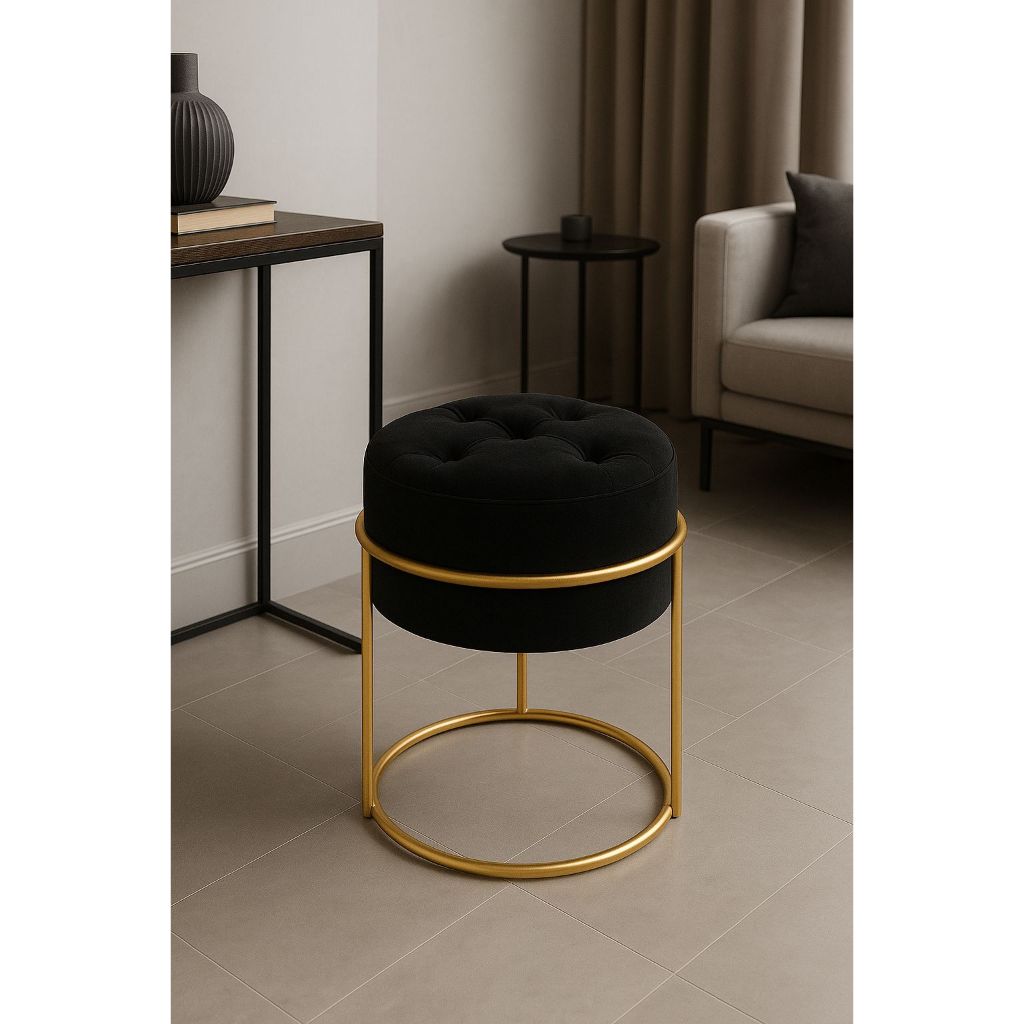 Puff Argola em Veludo – Estrutura em Aço com Pintura Eletrostática