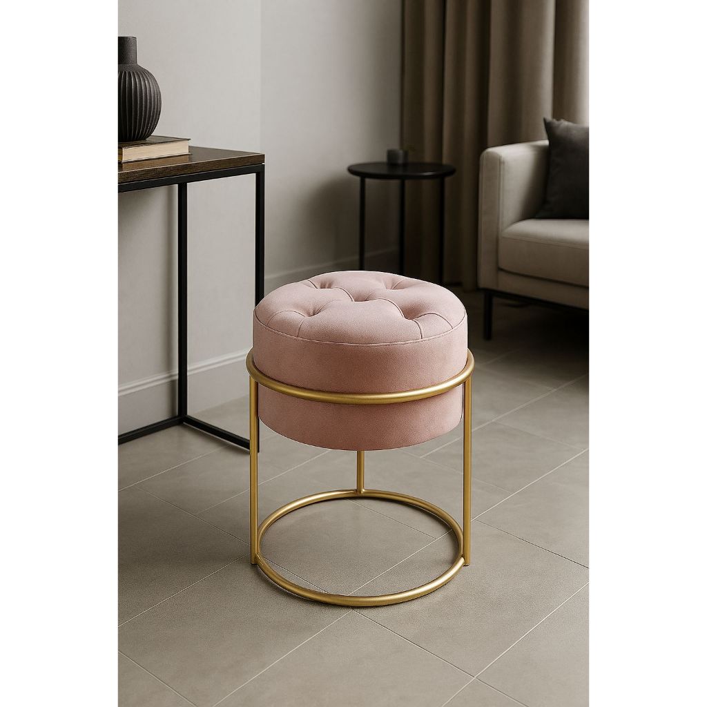 Puff Argola em Veludo – Estrutura em Aço com Pintura Eletrostática