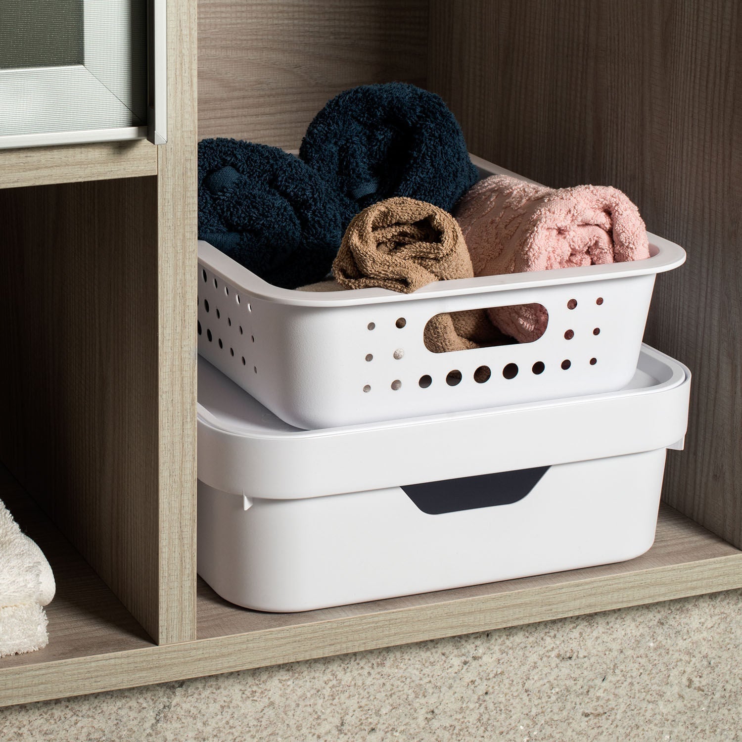 Caixa organizadora Ou 16L com tampa Linha Cube