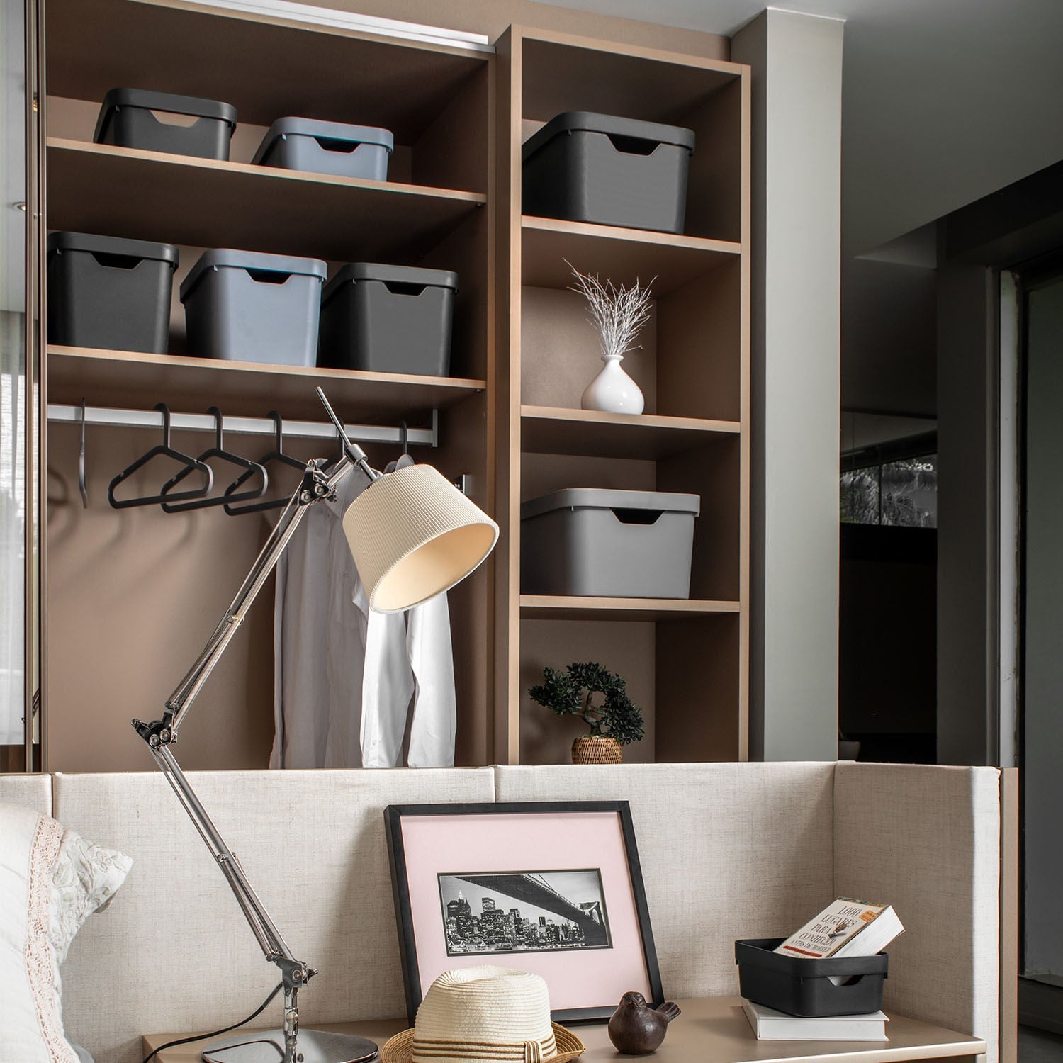 Caixa organizadora Ou 18L com tampa Linha Cube