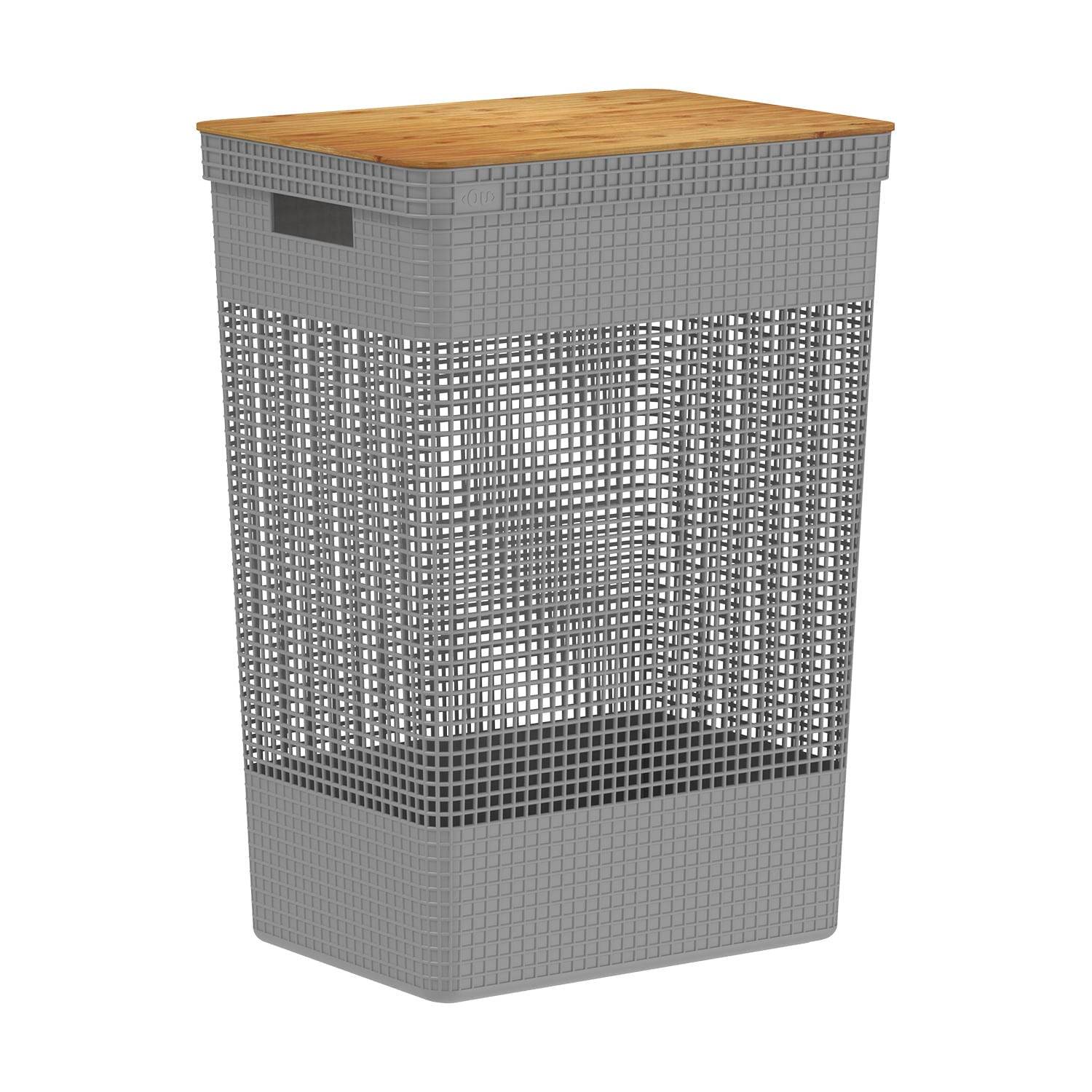 Cesto de roupas Ou 49L com tampa de bambu Linha Grid